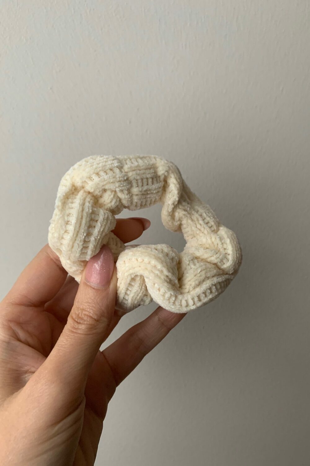 chouchou beige tricot